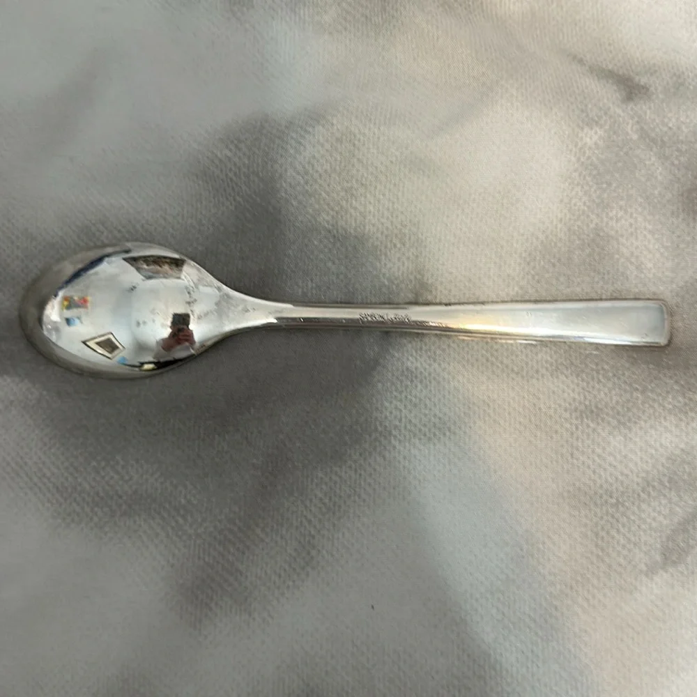 Sambonet Italy silver table spoon. Stars and banners pattern. Modern